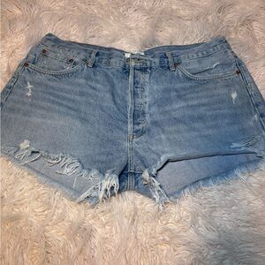 AGOLDE WOMEN'S PARKER VINTAGE CUT-OFF SHORT In Encore Size 34 Distressed Denim